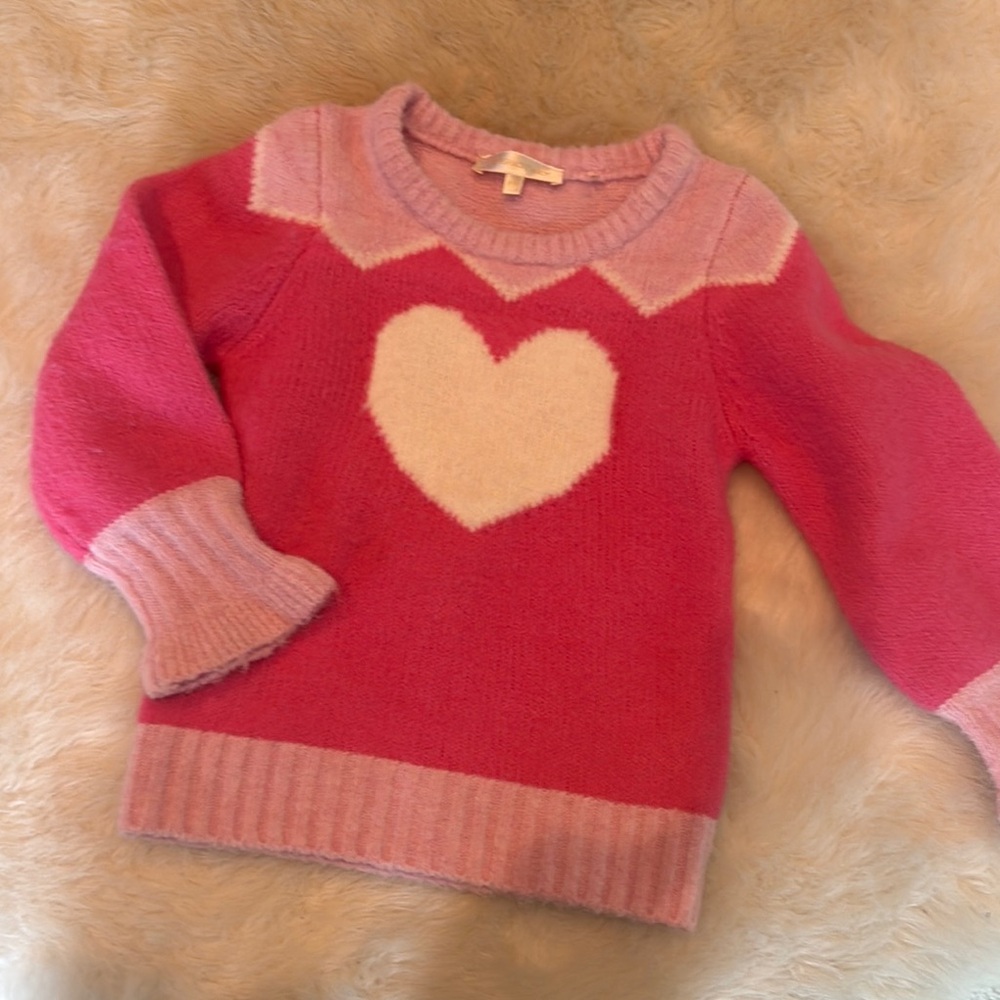 Loveshackfancy Pink Heart Sweater Size 8/9